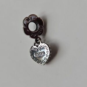 Pandora Sterling Silver Dangle Heart Charm, "My Special Sister"